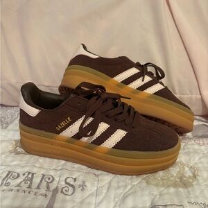 adidas Gazelle Platform Sneakers in Brown and light pink